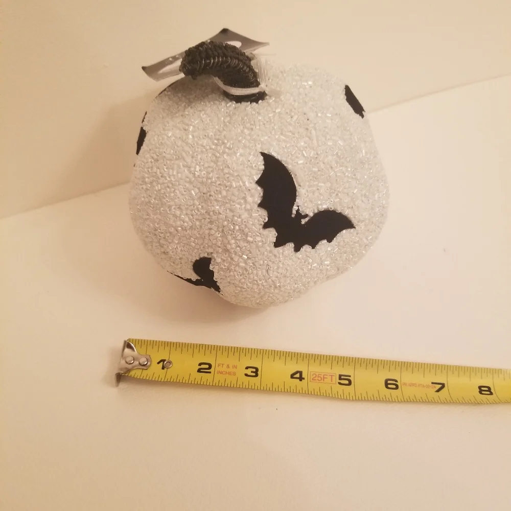 New Embellished Beaded Faux Velvet Bat Pumkin